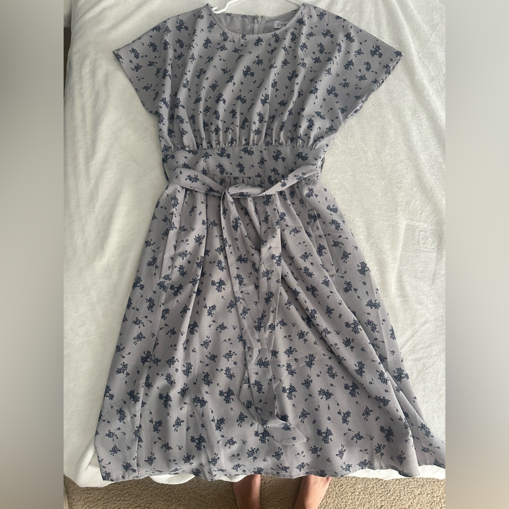 Polagram Navy Floral Pattern Dress